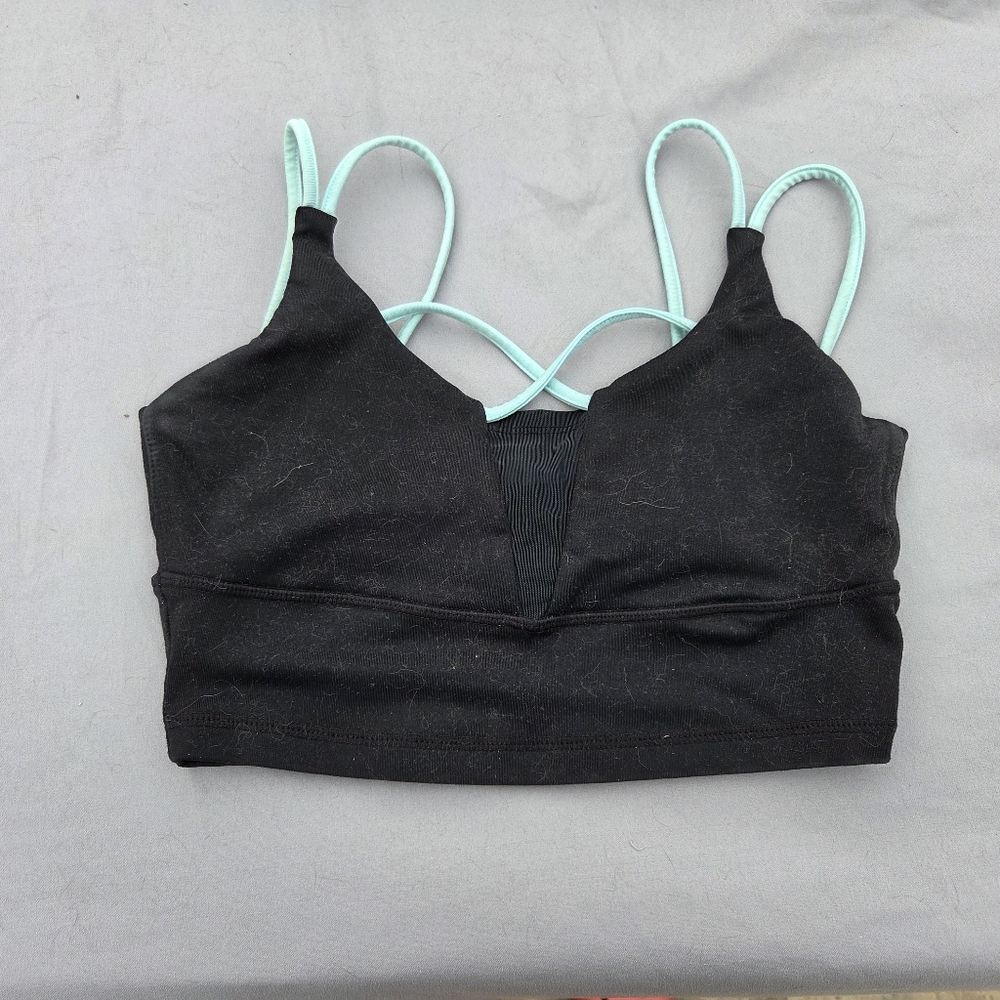 Black Sports Bra Aqua Straps
